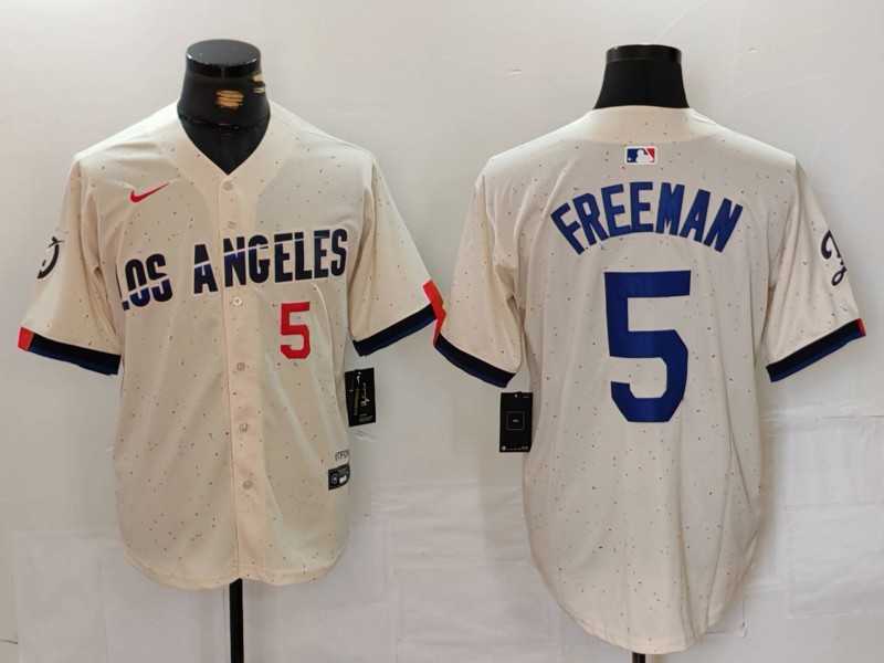 Men%27s Los Angeles Dodgers #5 Freddie Freeman Number Cream 2024 City Connect Limited Stitched Jersey->los angeles dodgers->MLB Jersey